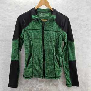 YELETE Green Black Heathered Zip Up Athletic Jacket Long Sleeve Women Small